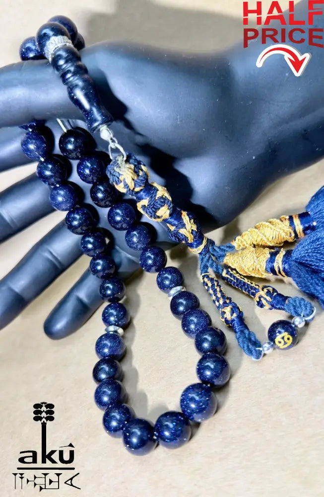 Blau Sandstein Tasbih 33, Islamisches Geschenk, personalisierte mit Sternzeichen
