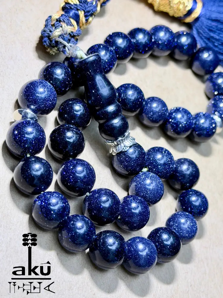 Blau Sandstein Tasbih 33, Islamisches Geschenk, personalisierte mit Sternzeichen