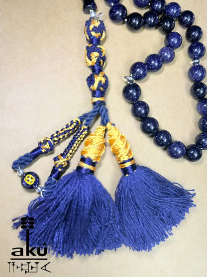 Blau Sandstein Tasbih 33, Islamisches Geschenk, personalisierte mit Sternzeichen