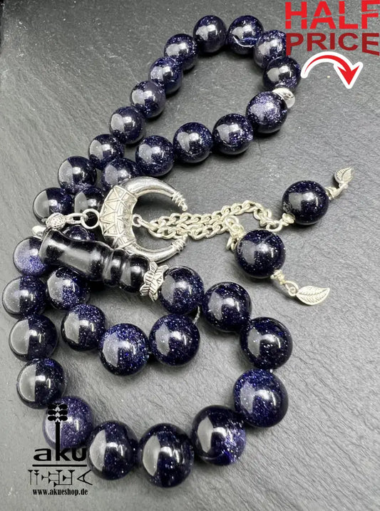 Blau Sandstein Tasbih 33 Islamisches Geschenk 925er Silber Quaste Tesbih, islamische misbaha, AkueShop