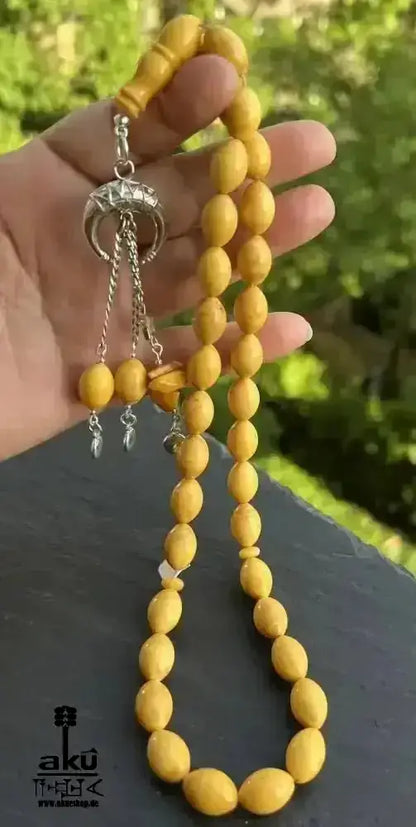 Echter Ostseebernstein Tesbih 33, islamisches Solarplexus - Chakra, Kehribar Misbaha - AkueShop