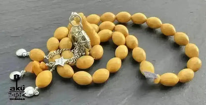 Echter Ostseebernstein Tesbih 33, islamisches Solarplexus - Chakra, Kehribar Misbaha - AkueShop
