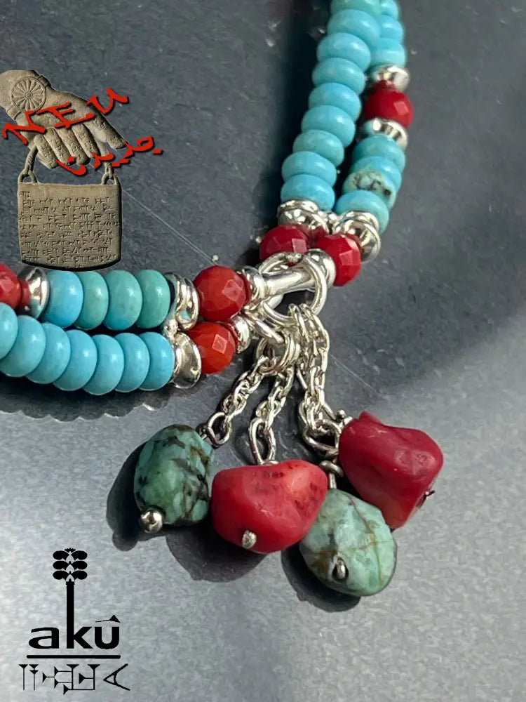 Türkisblau Hawlett und Koralle Fußkette natürliche Edelstein 925er Silber Fußkette, AkueShop