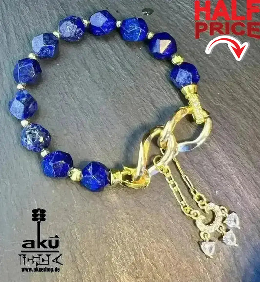 Edelsteine Armband, Lapislazuli, vergoldete schmuck mit Quaste- AkueShop