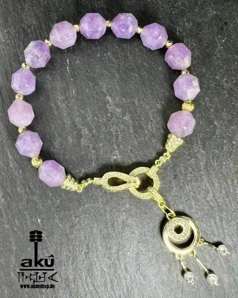 Edelsteine Armbänder, Amethyst,vergoldet mit einer Quaste AkueShop