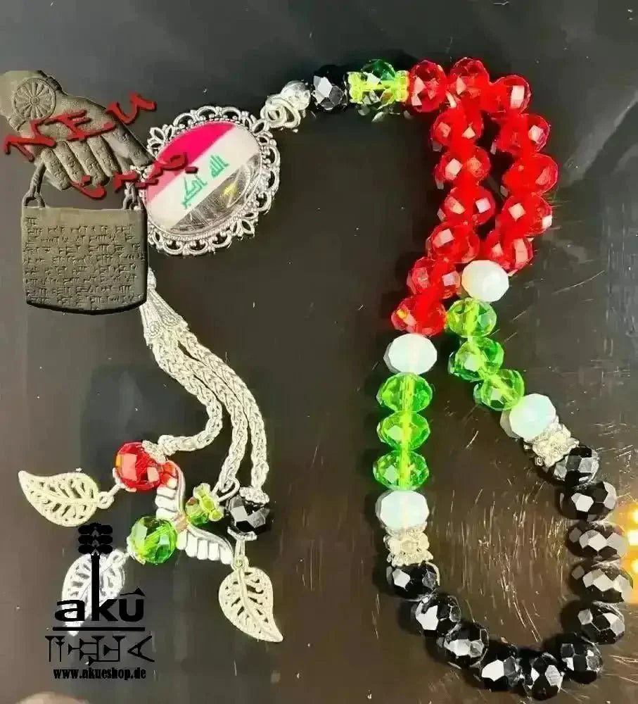 Fahne Tesbih, Irak, Saudiarabien, Syrien, Türkei, Ezdi, Kurdistan, Lebanon, Kristale 10mm, handgefertigte islamische Schmuck, Ramadan Eid Geschenke - AkueShop