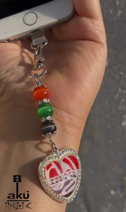 Fahne Handy Kette, Glänzende Herzanhänger mit Flagge