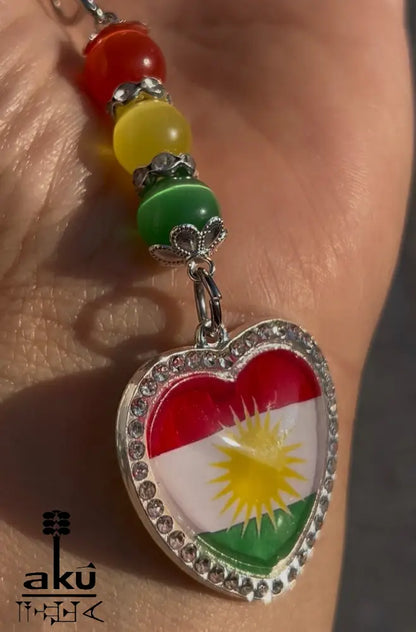 Fahne Handy Kette, Glänzende Herzanhänger mit Flagge