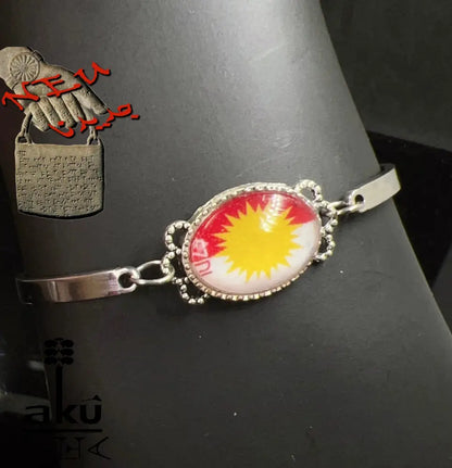 Fahne Edelstahl Armband, Glasoberfläche, Flagge oder eigene Fotos