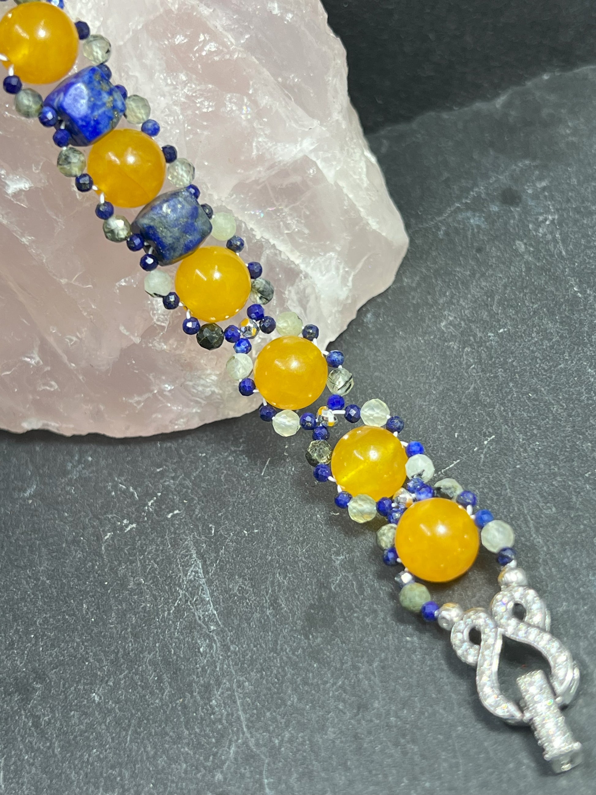 yellow agate blue lapislazuli silver plated gelb achat blau armband bracelet silber schmuck apatite