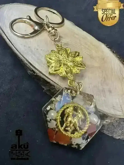 Gemini Schlusselanhänger Glücksteine Energieanhänger Harz Reiki - Meditationsenergie - AkueShop