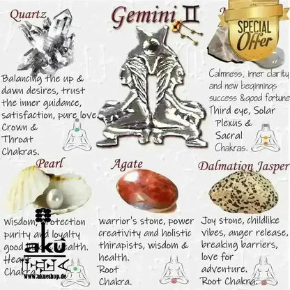 Gemini Schlusselanhänger Glücksteine Energieanhänger Harz Reiki - Meditationsenergie - AkueShop