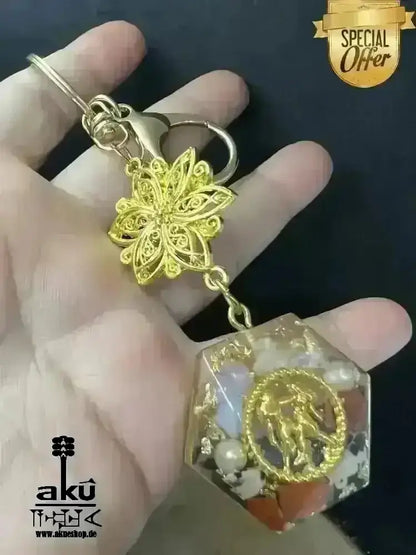 Gemini Schlusselanhänger Glücksteine Energieanhänger Harz Reiki - Meditationsenergie - AkueShop