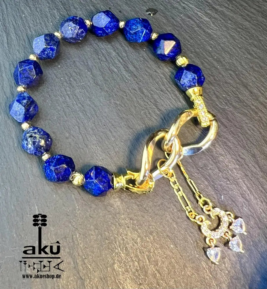 Handgefertigte Armbänder Natürliche Edelsteine lapislazuli, ergoldete armbänder, geschenkeideen