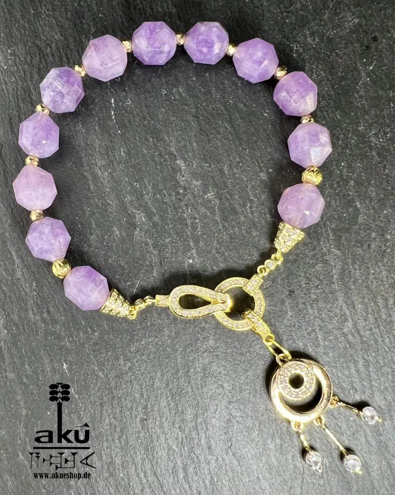 Handgefertigte Armbänder Natürliche Edelsteine amethyst vergoldete armbänder, geschenkeideen