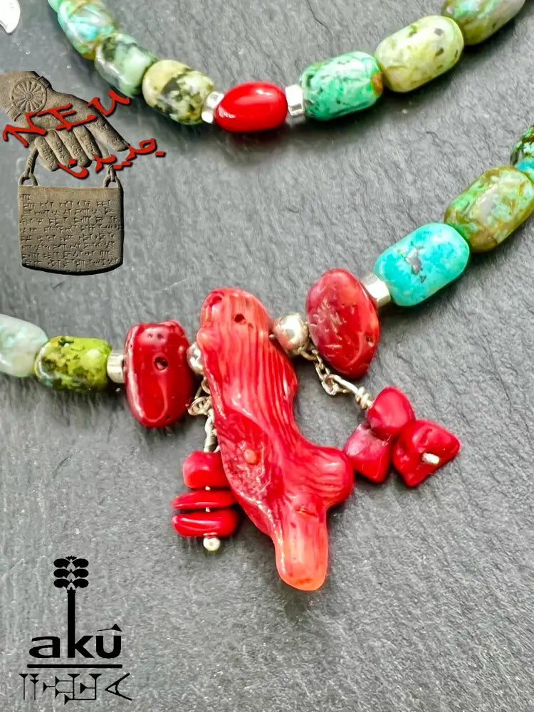 Hochwertiges unbehandeltes Afrikanisches Türkis und A+ Koralle in 925 Sterlingsilber – Hypoallergener Schmuck mit spiritueller Wirkung