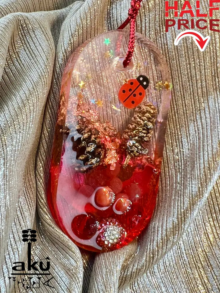 Handmade Weihnachtsanhänger Rot Glitzer Naturmaterialien – Set Verkauf Dekor