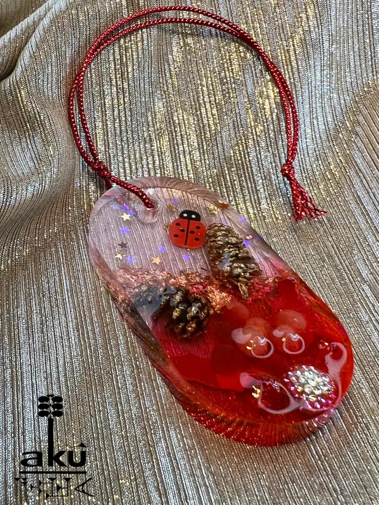 Handmade Weihnachtsanhänger Rot Glitzer Naturmaterialien – Set Verkauf Dekor