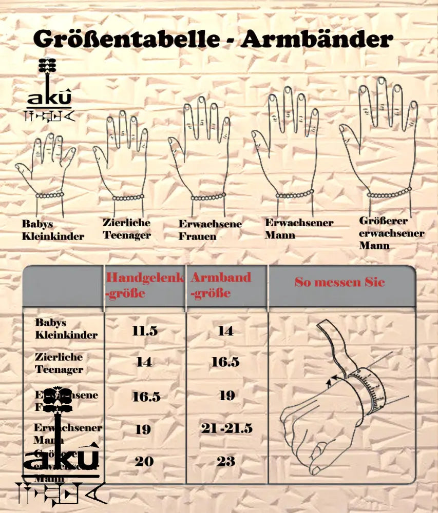 Größtabelle Armbänder, AkueShop produkte