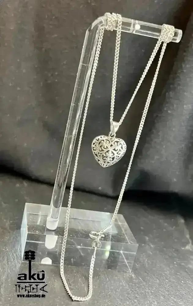 Herz Halskette, Vintage 925er Silber, Valentinstage Geschenke, LIEBE trend - AkueShop
