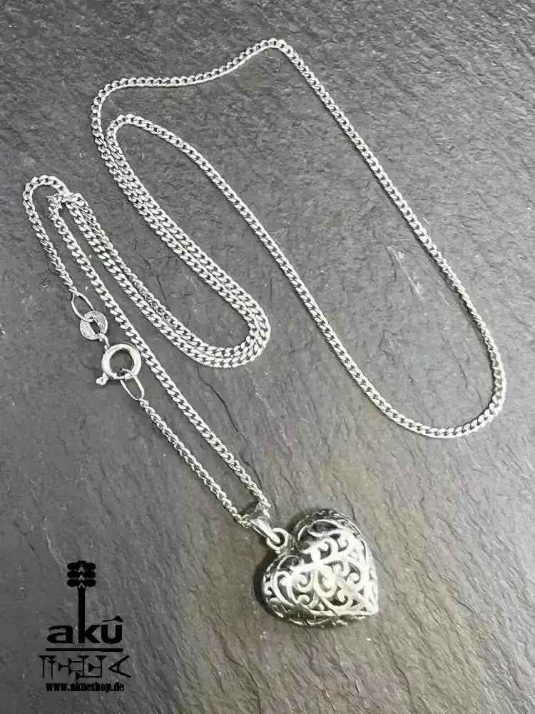 Herz Halskette, Vintage 925er Silber, Valentinstage Geschenke, LIEBE trend - AkueShop