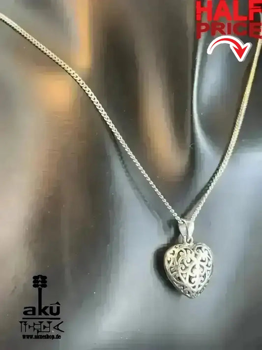 Herz Halskette, Vintage 925er Silber, Valentinstage Geschenke, LIEBE trend - AkueShop