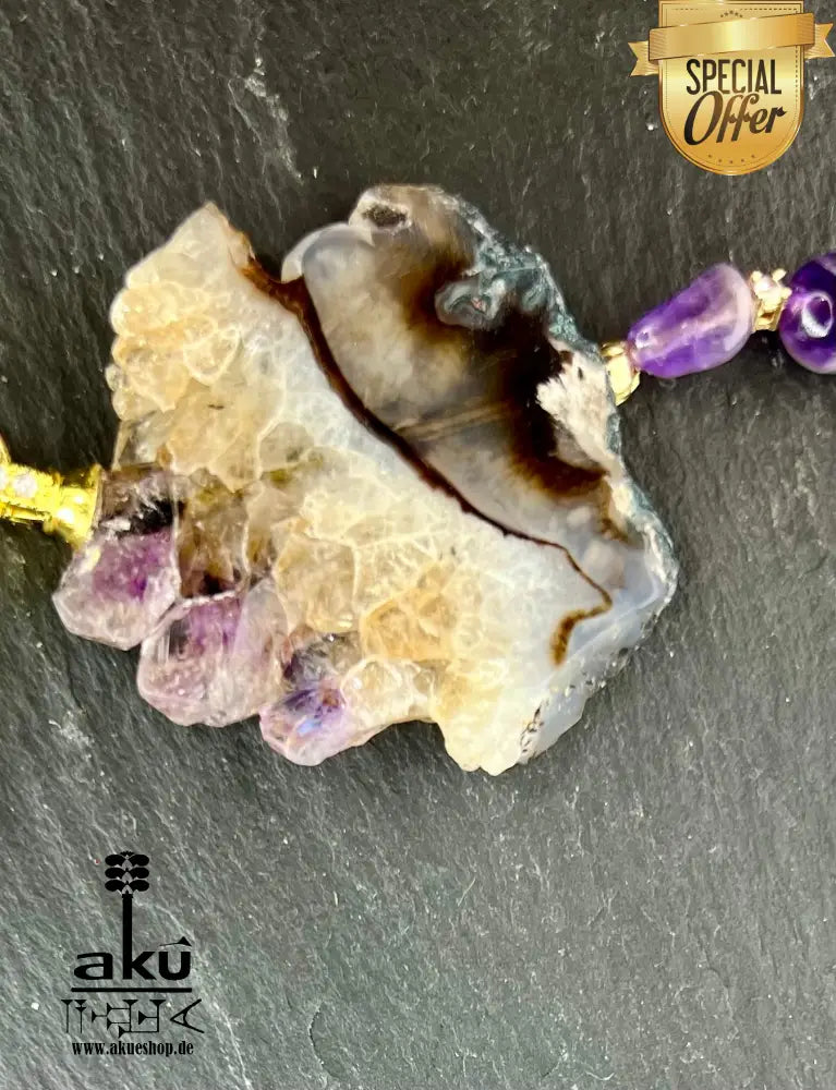 Hochqualität A + + + Amethyst Halskette Natürlicher Edelstein Schmuck Kronen Und Dritteauge