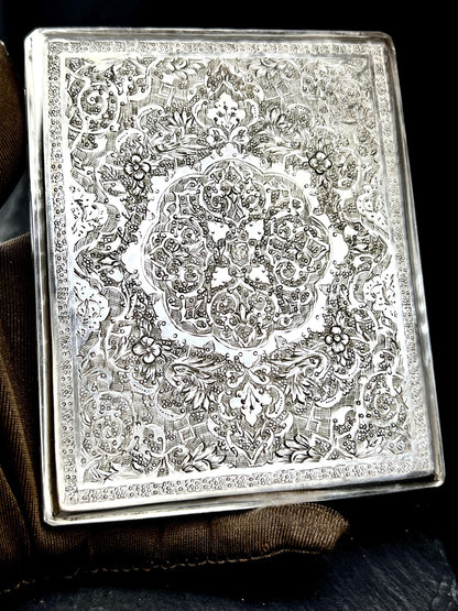 Orientalisches Vintage-Zigarettenetui 840er Silber persisches Teppichmuster