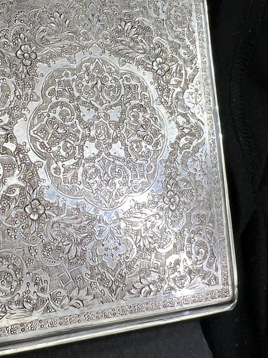 Orientalisches Vintage-Zigarettenetui 840er Silber persisches Teppichmuster