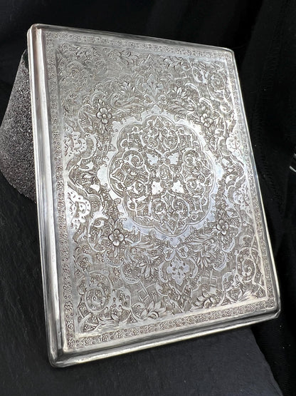 Orientalisches Vintage-Zigarettenetui 840er Silber persisches Teppichmuster