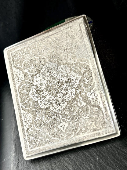 Orientalisches Vintage-Zigarettenetui 840er Silber persisches Teppichmuster