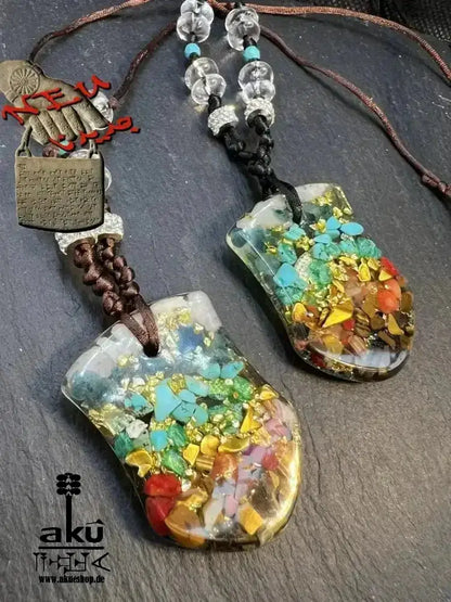 Islamisch Harzhalskette, arabische Wörter Kalligraphie, chakra Meditationsenergie - AkueShop