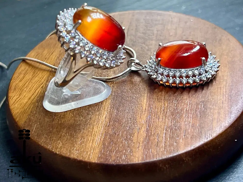 Jemenitisches Naturalist-Set in 925er Silber, Verstellbarer Ring & Anhänger