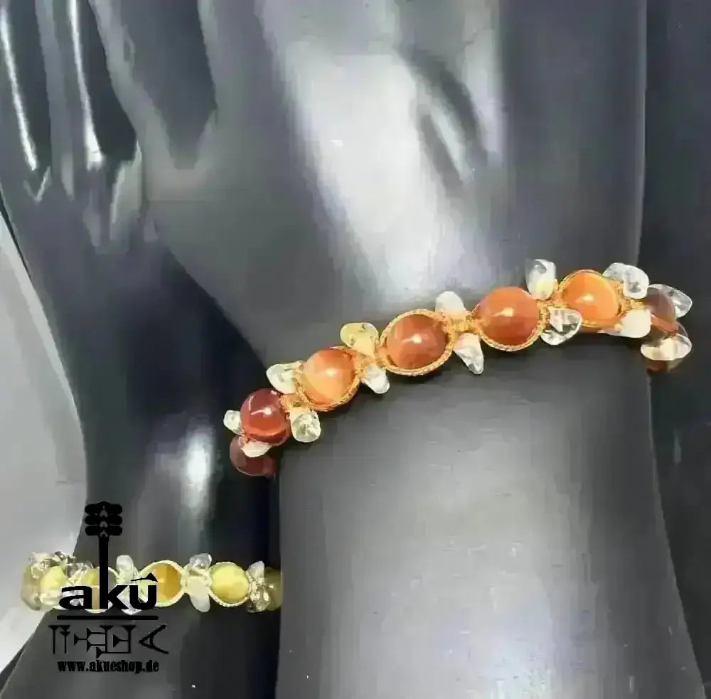 Katzeauge & Citrin Stein, verstellbares böse Blicke Schutzstein, Löwe Sternzeichen Armbänd. - AkueShop