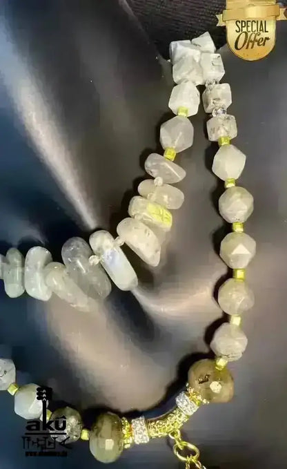 Labradorit Festoon Halskette, Feuer Edelstein Schmuck, doppelsträngiges Dritteauge Chakra für Meditationsenergie - AkueShop