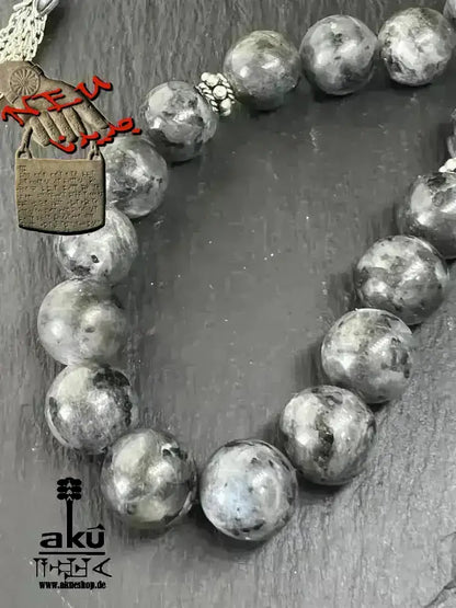 Labradorit Tesbih 33, natürlicher Edelstein, islamisches Misbaha, riesig, 12,5 mm - AkueShop