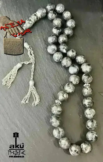 Labradorit Tesbih 33, natürlicher Edelstein, islamisches Misbaha, riesig, 12,5 mm - AkueShop