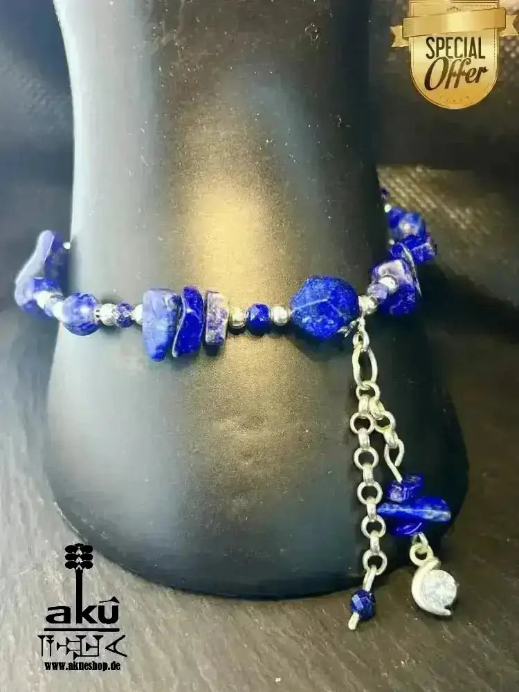 Lapislazuli Armbänder, natürliche Edelsteine, Drittenauge Chakra positive energie, 925er Silber - AkueShop