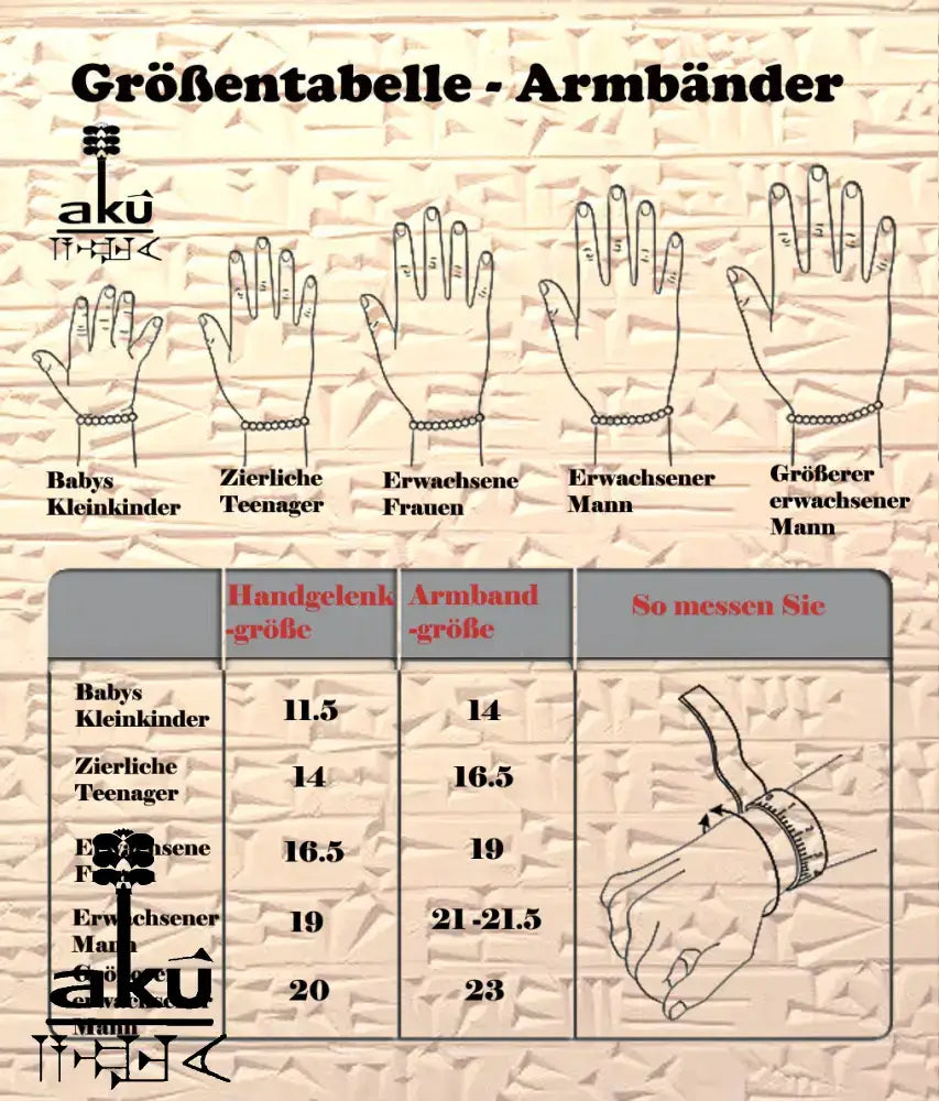 Größtabelle Armbänder, AkueShop produkte