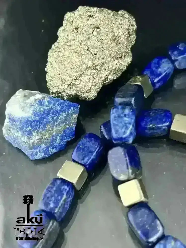Handgefertigte Halskette, natürliches Lapislazuli Stein, 925er Silber, Dritteauge Chakra, meditation energie - AkueShop