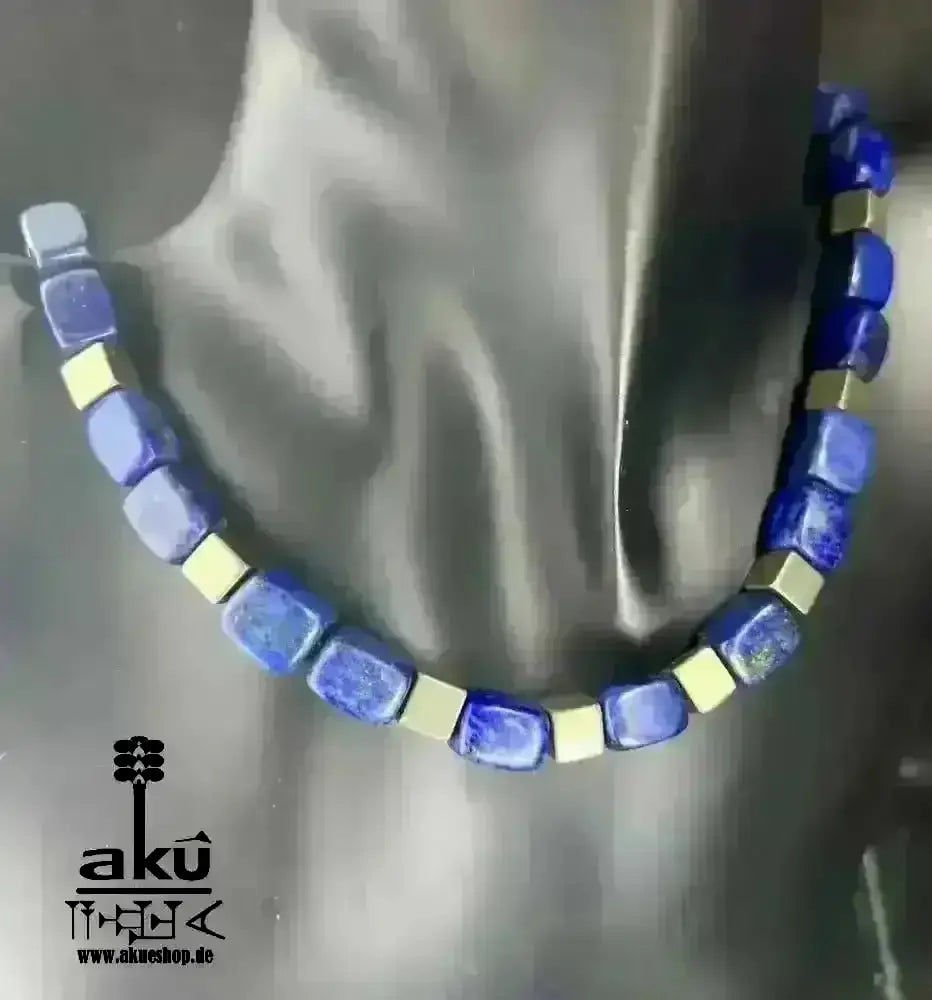Handgefertigte Halskette, natürliches Lapislazuli Stein, 925er Silber, Dritteauge Chakra, meditation energie - AkueShop