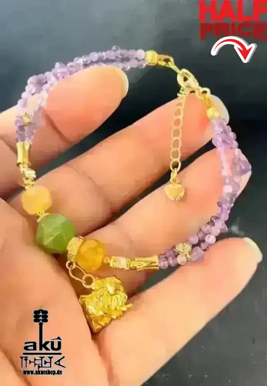 Leo Armband Glücksteine Energieanhänger natürliche Edelsteine Reiki - Meditationsenergie - AkueShop