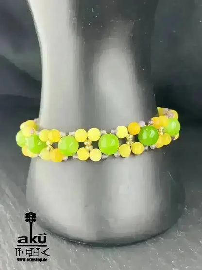 LÖWE Peridot Bernstein Amethyst Armband, vergoldet Schmuck, natürliche Edelsteine, kahribar, Chakren Heilungsenergie - AkueShop