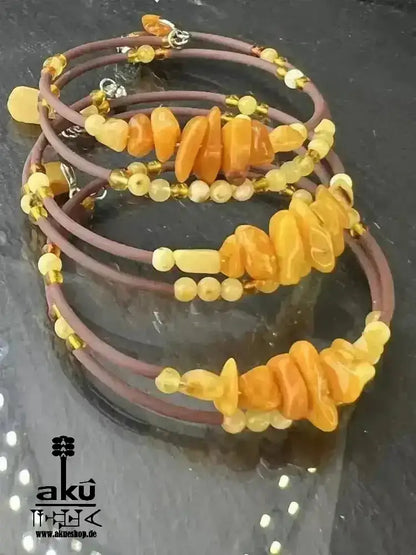 Memory Draht Armreif Bernstein A+ Qualität, natürlichen Edelsteinen, handgefertigtes Armreifen - AkueShop