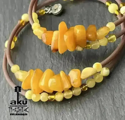 Memory Draht Armreif Bernstein A+ Qualität, natürlichen Edelsteinen, handgefertigtes Armreifen - AkueShop