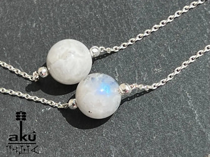 Mondstein Schmuckset natürliche Edelsteine 925er Silber schmuckset, 
Handgefertigte Halskette und Ohrringe, AkueSop