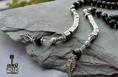 Namen Tesbih 33, schwarze Kristalle Perlen, islamisches Misbaha - AkueShop