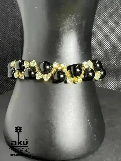 Natürlicher Jade/Onyx Armband, Herz/Wurzelchakren positive Energie Partygeschenk - AkueShop