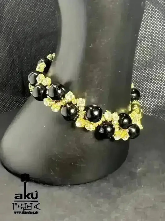 Natürlicher Jade/Onyx Armband, Herz/Wurzelchakren positive Energie Partygeschenk - AkueShop