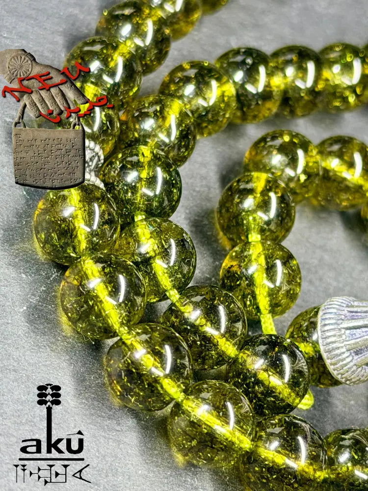 Natürlicher Peridot Tasbih, Edelstein, islamische Misbaha, Herz chakra, 925 Sterling Silbere Quaste